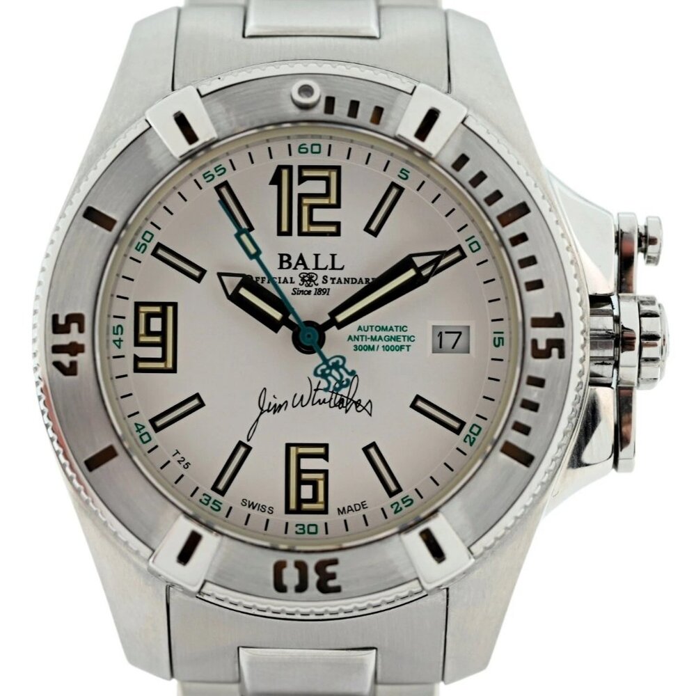 Men's 40mm Ball Hydrocarbon White Dial Auto Watch LE 199 Jim Whittaker- DM1016A!